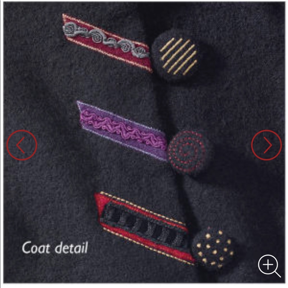 Nwot  100% wool embroidered coat /jacket - Picture 3 of 8